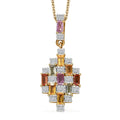 Multi Sapphire and Moissanite 1.25 ctw Art Deco Pendant Necklace in 18K Vermeil Yellow Gold Over Sterling Silver 20 Inches - Sticky add to cart bar