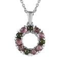 Multi-Tourmaline 1.35 ctw Circle Pendant Necklace in Stainless Steel 20 Inches - Sticky add to cart bar