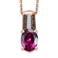 Premium Radiant Ember Garnet, White and Red Diamond Regal Elegance Pendant Necklace18 Inches in 18K Vermeil Rose Gold Over Sterling Silver 1.50 ctw - Sticky add to cart bar