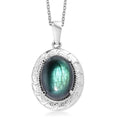 Karis Malagasy Labradorite 17.35 ctw Pendant in Platinum Bond with Stainless Steel Necklace 20 Inches - Sticky add to cart bar