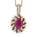 Royal Ruby, Red and White Diamond Scarlet Whirlwind Pendant Necklace in 18K Vermeil Yellow Gold Over Sterling Silver 20 Inches - Sticky add to cart bar