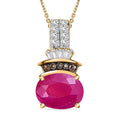 Premium Montepuez Ruby, Natural Champagne and White Diamond Pendant Necklace 20 Inches in 18K Vermeil Yellow Gold Over Sterling Silver - Sticky add to cart bar