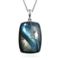 Malagasy Labradorite 35.00 ctw Solitaire Pendant Necklace in Stainless Steel 20 Inches - Sticky add to cart bar