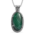 African Malachite 30.75 ctw Solitaire Pendant Necklace in Stainless Steel 20 Inches - Sticky add to cart bar