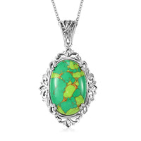 Karis Mojave Green Turquoise Pendant in Platinum Bond with Stainless Steel Necklace (20 Inches) 26.85 ctw