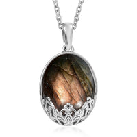 Karis Malagasy Labradorite Pendant in Platinum Bond with Stainless Steel Necklace (20 Inches) 20.25 ctw