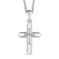 Diamond Accent Cross Pendant in Sterling Silver with Stainless Steel Necklace 20 Inches - Sticky add to cart bar
