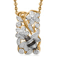 Karis Diamond Accent Floral Bee Pendant in 18K YG Plated with ION Plated YG Stainless Steel Necklace 20 Inches - Sticky add to cart bar