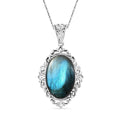 Karis Malagasy Labradorite 43.75 ctw Pendant in Platinum Bond with Stainless Steel Necklace 20 Inches - Sticky add to cart bar