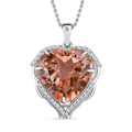 Morganique Quartz (Triplet) and White Zircon Heart Pendant Necklace 20 Inches in Rhodium Over Sterling Silver 11.70 ctw - Sticky add to cart bar