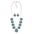Santa Fe Style Turquoise Earrings and Necklace (18-20 Inches) in Sterling Silver 80.00 ctw - Sticky add to cart bar