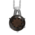 Brazilian Smoky Quartz 7.75 ctw Solitaire Pendant Necklace in Stainless Steel 20 Inches - Sticky add to cart bar
