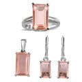 Morganique Quartz Solitaire Ring (Size 5.0), Pendant and Lever Back Earrings in Stainless Steel 16.15 ctw - Sticky add to cart bar