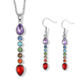 Seven Chakra Color Austrian Crystal Necklace and Earrings in Silvertone - Sticky add to cart bar