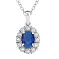 Simulated Blue and White Diamond Pendant Necklace 18 Inches in Silvertone 2.90 ctw - Sticky add to cart bar