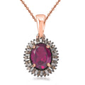Premium Radiant Ember Garnet, Natural Champagne and White Diamond Sunrays Pendant Necklace 20 Inches in 18K Vermeil Rose Gold Over Sterling Silver 2.50 ctw - Sticky add to cart bar