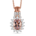 Premium Pink Morganite and Moissanite Pendant Necklace 20 Inches in 18K Vermeil Rose Gold Over Sterling Silver 1.10 ctw - Sticky add to cart bar