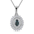 Premium Pirineu Lagoon Tourmaline and Diamond Floral Pendant Necklace 20 Inches in Rhodium Over Sterling Silver 0.55 ctw - Sticky add to cart bar