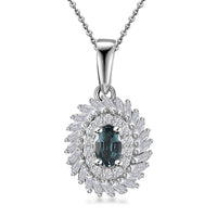 Premium Pirineu Lagoon Tourmaline and Diamond Floral Pendant Necklace 20 Inches in Rhodium Over Sterling Silver 0.55 ctw