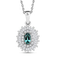 Premium Pirineu Lagoon Tourmaline and Diamond Sunrays Pendant Necklace 20 Inches in Rhodium Over Sterling Silver 0.55 ctw - Sticky add to cart bar