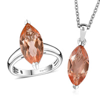 Morganique Quartz Ring (Size 6.0), Pendant in Rhodium Over Sterling Silver with Stainless Steel Necklace (20 Inches) 8.40 ctw
