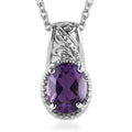 African Amethyst Solitaire Pendant Necklace (20 Inches) in Stainless Steel 1.65 ctw - Sticky add to cart bar