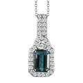 Certified & Appraised Rhapsody 950 Platinum AAAA Monte Belo Indicolite and E-F VS Diamond Pendant Necklace 18 Inches 4.60 Grams 2.31 ctw - Sticky add to cart bar