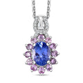 TLV Tanzanite, Multi Gemstone Pendant Necklace (20 Inches) in Platinum Over and Rhodium Over Sterling Silver 2.20 ctw - Sticky add to cart bar