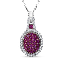 Ceylon Blue Sapphire, Moissanite Pendant Cluster Necklace (20 Inches) in Rhodium Over Sterling Silver 1.35 ctw