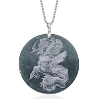 Olmec Jadeite 190.00 ctw Dragon Pendant Necklace in Rhodium Over Sterling Silver 20 Inches