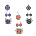 Set of 3, Constituted Multi Howlite Dangle Earrings, Cuff Bracelet (7.5-8.5In) and Pendant Necklace (26-30 Inches) in Silvertone 657.00 ctw (Del. In 10-12 Days) - Sticky add to cart bar