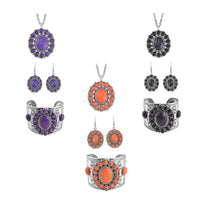 Set of 3, Constituted Multi Howlite Dangle Earrings, Cuff Bracelet (7.5-8.5In) and Pendant Necklace (26-30 Inches) in Silvertone 657.00 ctw (Del. In 10-12 Days)