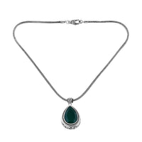 Bali Legacy Verde Onyx 18.40 ctw Floral Pendant with Tulang Naga Necklace 18 Inches in Sterling Silver