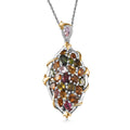 Multi-Tourmaline 4.75 ctw Leaf Pendant Necklace in 18K Vermeil YG and Rhodium Over Sterling Silver 20 Inches - Sticky add to cart bar