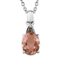 Morganique Quartz (Triplet) and Simulated Champagne Diamond 2.80 ctw Pendant Necklace in Stainless Steel 20 Inches - Sticky add to cart bar