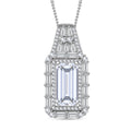 TLV Moissanite (Bgt 12x6mm) Baguette Shape Pendant Necklace (20 Inches) in Rhodium Over Sterling Silver 4.40 ctw - Sticky add to cart bar