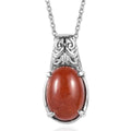 Red Jade Pendant Necklace (20 Inches) in Stainless Steel 7.25 ctw - Sticky add to cart bar
