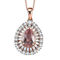 Premium Pink Morganite and Moissanite Pendant Necklace 20 Inches in 18K Vermeil Rose Gold Over Sterling Silver 1.90 ctw - Sticky add to cart bar