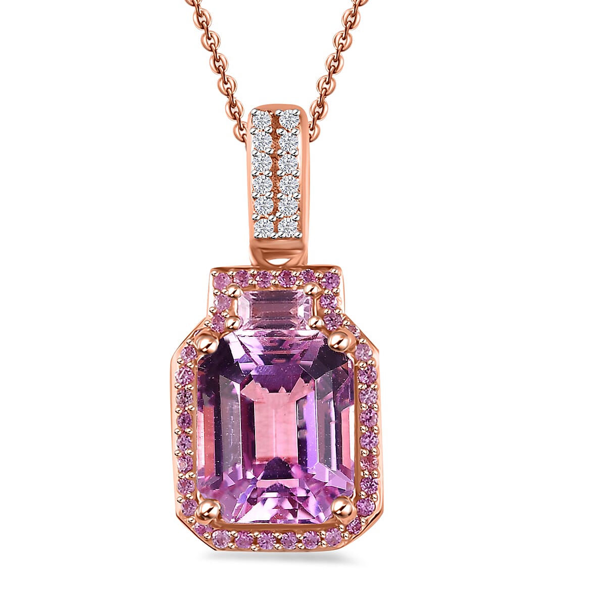 TLV Premium Kunzite, Multi Gemstone Pendant Necklace (20 Inches) in Vermeil RG Over Sterling Silver 4.60 ctw