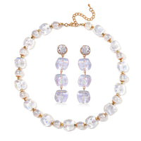 Epic Deal Aurora Borealis Glass, Aurora Borealis Austrian Crystal Necklace (24-26 Inches) and Earrings in Goldtone