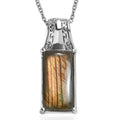 Malagasy Labradorite 13.00 ctw Pendant Necklace in Stainless Steel 20 Inches - Sticky add to cart bar