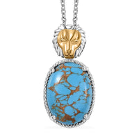 Mojave Blue Turquoise Pendant Necklace (20 Inches) in ION Plated YG and Stainless Steel 9.30 ctw