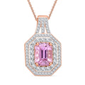 AAA Patroke Kunzite and Moissanite Cocktail Pendant Necklace 20 Inches in 18K Vermeil Rose Gold Over Sterling Silver 5.50 ctw - Sticky add to cart bar