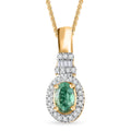 Boyaca Colombian Emerald and Diamond 0.60 ctw Pendant Necklace in 18K Vermeil Yellow Gold Over Sterling Silver 20 Inches - Sticky add to cart bar