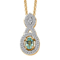 Boyaca Colombian Emerald and White Zircon 20 Inches Green Swirl Pendant Necklace in 18K Vermeil Yellow Gold Over Sterling Silver 20 Inches - Sticky add to cart bar