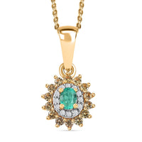 Epic Deal Boyaca Colombian Emerald, Multi Gemstone Pendant Necklace (20 Inches) in 18K Vermeil YG Over Sterling Silver 0.70 ctw