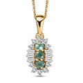 Boyaca Colombian Emerald and White Zircon 1.00 ctw Trifecta Brilliance Pendant Necklace in 18K Vermeil Yellow Gold Over Sterling Silver 20 Inches - Sticky add to cart bar