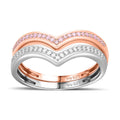 Natural Pink and White Diamond Wishbone Ring in Vermeil RG and Platinum Over Sterling Silver (Size 6) 0.50 ctw - Sticky add to cart bar