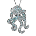 Betroka Blue Apatite and Thai Black Spinel 2.50 ctw Octopus Pendant Necklace in Rhodium Over Sterling Silver 20 Inches - Sticky add to cart bar