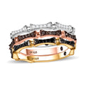 GP Italian Garden Collection Multi Diamond (Natural & IR) Set of 3 Stack Ring in 18K Vermeil YRG and Rhodium Over Sterling Silver (Size 6.0) 0.50 ctw - Sticky add to cart bar